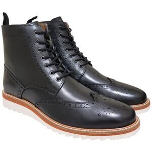 Vintage Foundry Men Parker Wingtip Brogue Dress Boots Size US 10M Black Leather